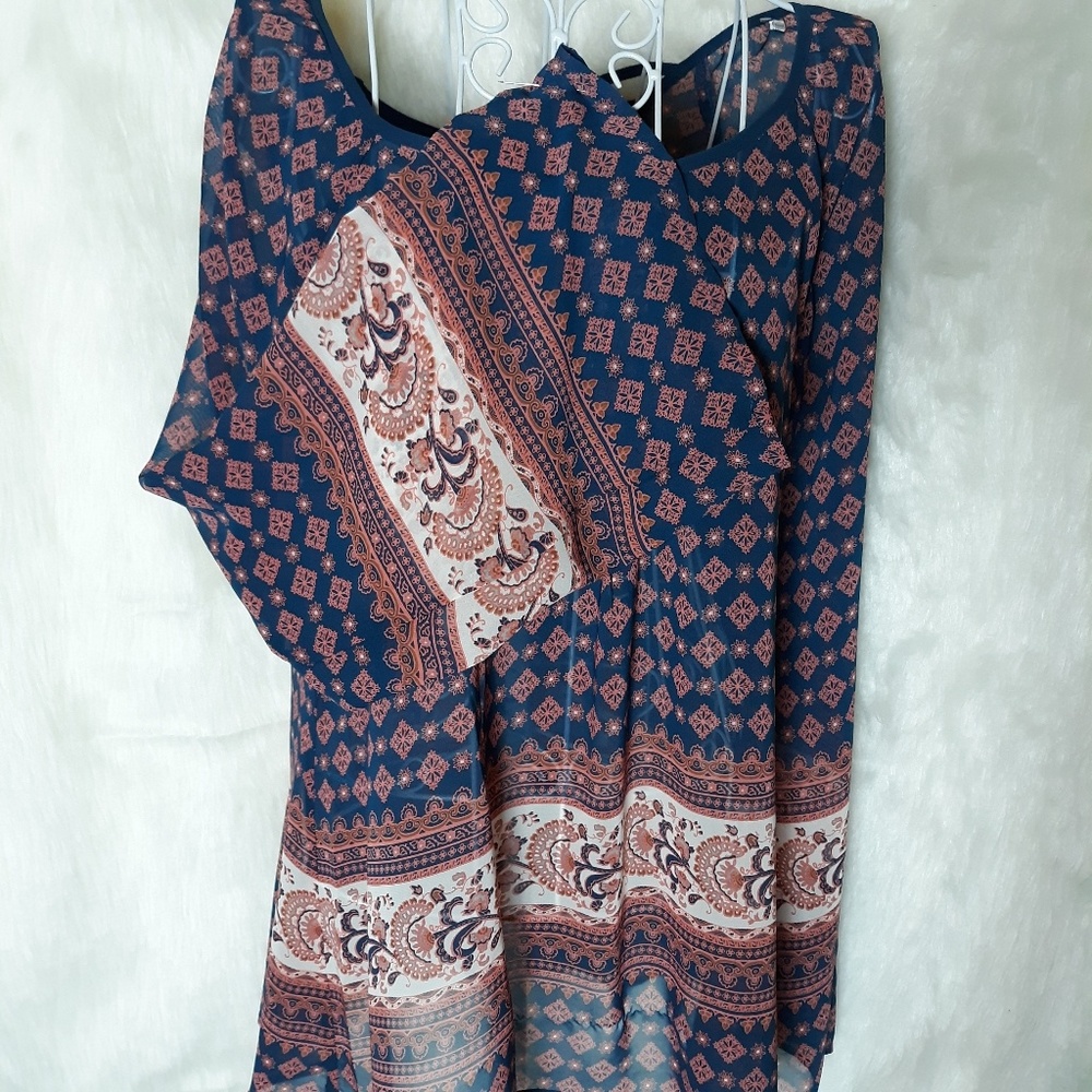 Blu Pepper Sheer Boho Top Sz L